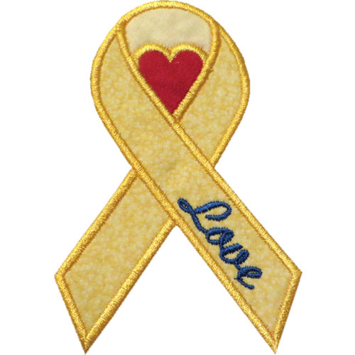 Awareness Ribbon Heart Applique Design