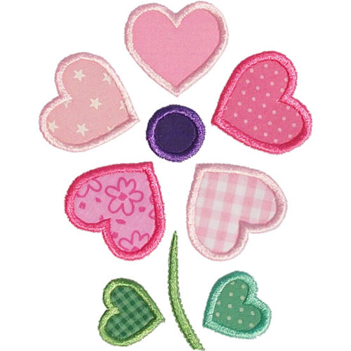 Heart Flower Applique Design