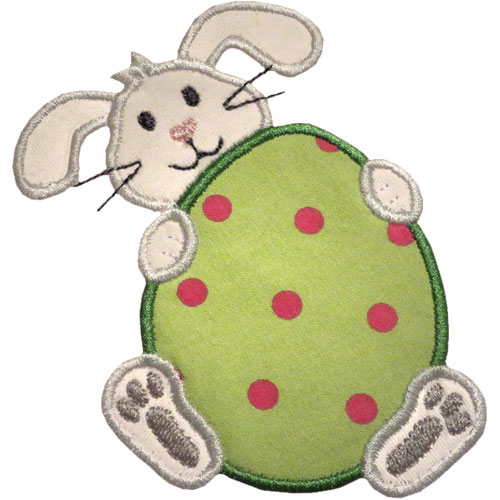 Bunny Holding Egg Applique Design