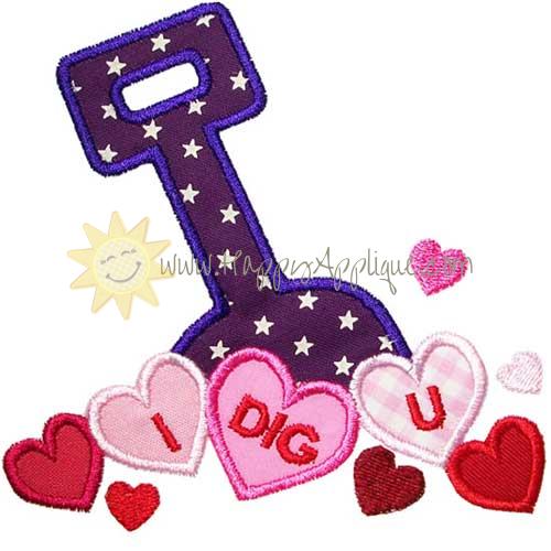 Shovel Hearts Applique Design